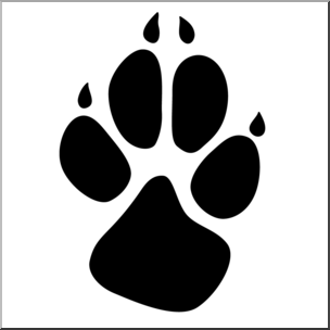 Clip Art: Dog Pawprint 01 B&W 1