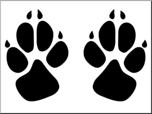 Clip Art: Dog Pawprints 01 B&W 1