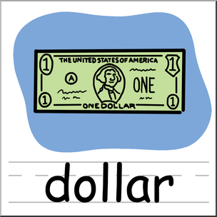 Clip Art: Basic Words: Dollar Color Labeled