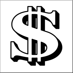 Clip Art: Money: Dollar Sign 2 B&W