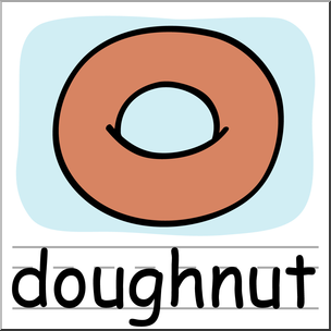 Clip Art: Basic Words: Doughnut Color Labeled