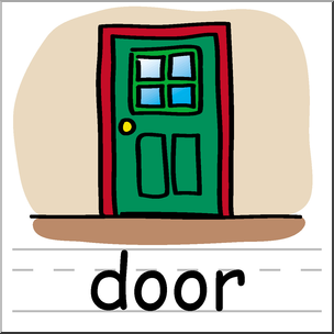 Clip Art: Basic Words: Door Color Labeled
