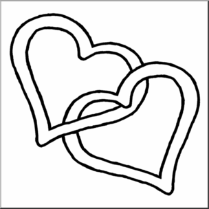 Clip Art: Double Hearts B&W