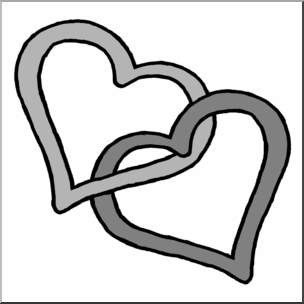 Clip Art: Double Hearts Grayscale