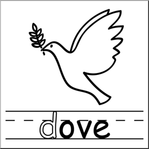 Clip Art: Basic Words: -ove Phonics: Dove B&W