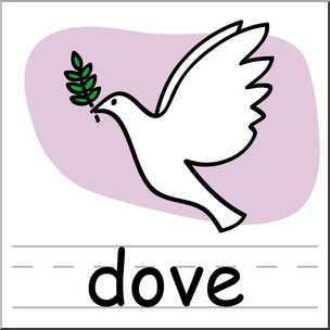 Clip Art: Basic Words: Dove Color Labeled