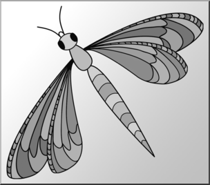Clip Art: Insects: Dragonfly Grayscale
