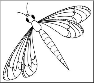 Clip Art: Insects: Dragonfly B&W