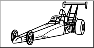 Clip Art: Racing Car: Drag Racer B&W