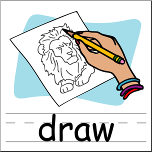 Clip Art: Basic Words: Draw Color Labeled