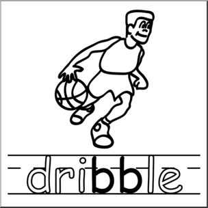 Clip Art: Basic Words: Double Consonants BB: Dribble B&W