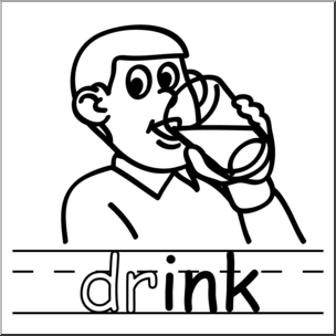 Clip Art: Basic Words: -ink Phonics: Drink B&W