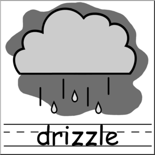 Clip Art: Weather Icons: Drizzle Grayscale Labeled