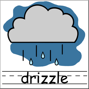 Clip Art: Weather Icons: Drizzle Color Labeled