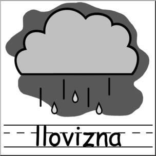 Clip Art: Weather Icons Spanish: Llovizna Grayscale