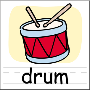 Clip Art: Basic Words: Drum Color Labeled