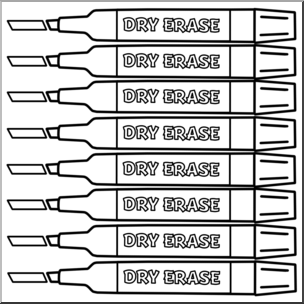 Clip Art: Dry Erase Marker Set B&W