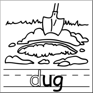 Clip Art: Basic Words: -ug Phonics: Dug B&W