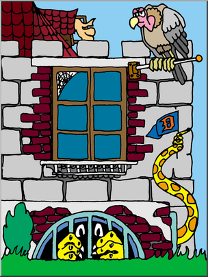 Clip Art: Halloween Houses: The Dungeon Monster Color