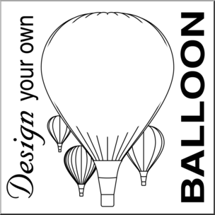 Clip Art: DYO Hot Air Balloon B&W