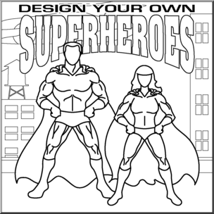 Clip Art: DYO Superheroes B&W