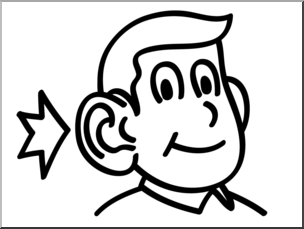 Clip Art: Basic Words: Ear (coloring page)