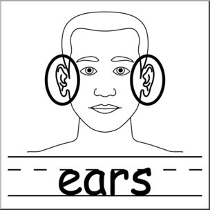 Clip Art: Parts of the Body: Ears B&W