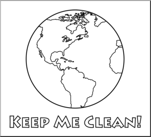Clip Art: Earth: Keep Me Clean B&W