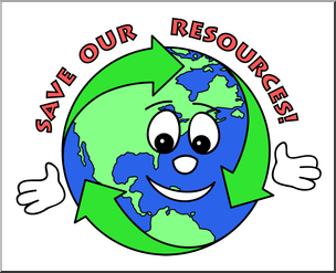 Clip Art: Cute Earth: Save Our Resources Color 2