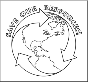 Clip Art: Earth: Save Our Resources B&W