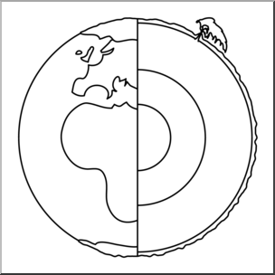 Clip Art: Geology: Earth Core 2 B&W Unlabeled