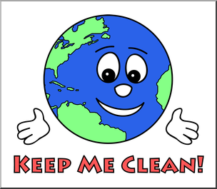 Clip Art: Cute Earth: Keep Me Clean Color 2