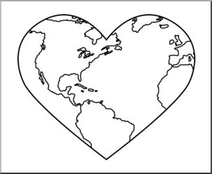 Clip Art: Earth: Heart B&W