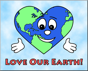 Clip Art: Cute Earth: Love Our Earth Color 1