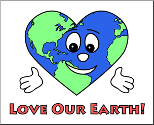 Clip Art: Cute Earth: Love Our Earth Color 2