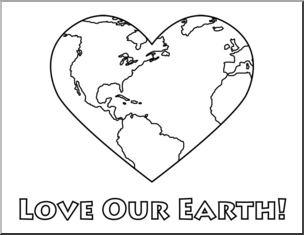 Clip Art: Earth: Love Our Earth B&W