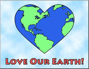 Clip Art: Earth: Love Our Earth Color 1