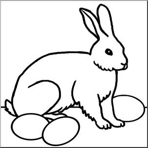 Clip Art: Easter Rabbit B&W