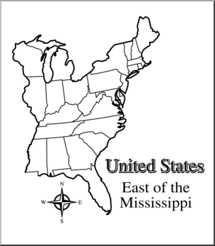 Clip Art: US Map: Eastern States B&W Blank