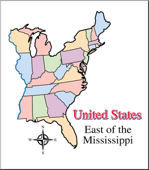 Clip Art: US Map: Eastern States Color Blank