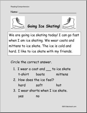 Easy Reading Comprehension: Ice Skating (primary)