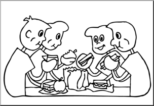 Clip Art: Cartoon School Scene: Classroom 06 B&W