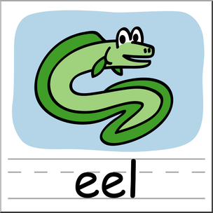 Clip Art: Basic Words: Eel Color Labeled