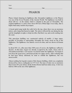 Comprehension: Pharos (upper elementary/middle)