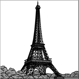 Clip Art: Eiffel Tower Grayscale