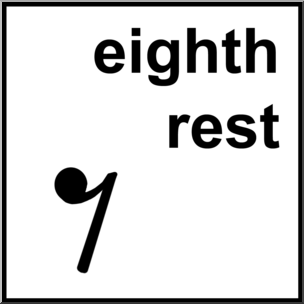 Clip Art: Music Notation: Eighth Rest B&W Labeled
