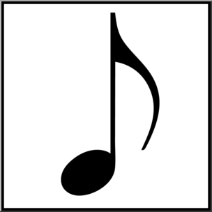 Clip Art: Music Notation: Eighth Note B&W Unlabeled
