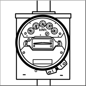 Clip Art: Electricity: Meter B&W