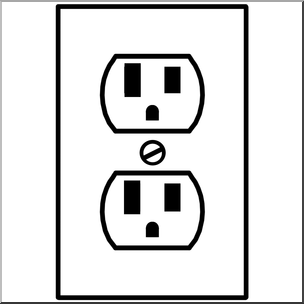 Clip Art: Electricity: Outlet B&W