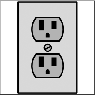 Clip Art: Electricity: Outlet Grayscale